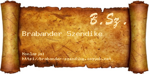 Brabander Szendike névjegykártya
